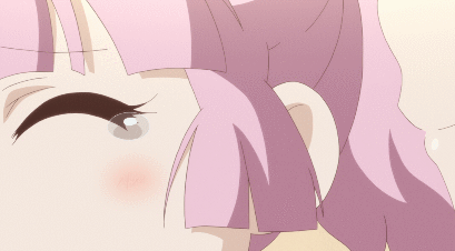 The first Gif is from a scary summer episode. After telling a few scary stories, Kyoko scares Chinatsu by blowing in her ear.