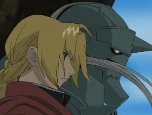 Fullmetal Alchemist follows two boys named Alphonse and Edward. Alphonse is the one in the suit of armor.