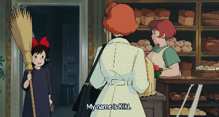 Kiki introduces herself to her first customer.