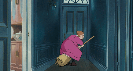As I said in the intro paragraphs, the older people have heard of witches, but they still don't really see them. One of the old ladies had to try Kiki's broom while in the next room.