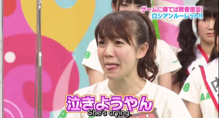 This was Yuko Oshima's reaction when they introduced the balloon gun for the Russian Roulette style game.