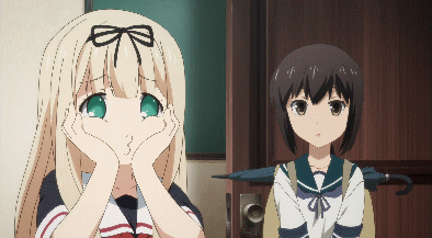 She's usually around two other girls named Mutsuki and Yuudachi. Yuddachi is the girl in this gif.