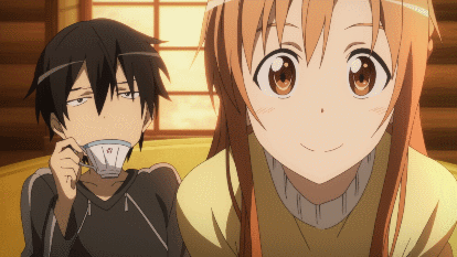 Asuna and Kirito listen to the fisherman's story about the guardian.