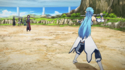 Asuna fights Yuuki in a pretty legit battle.