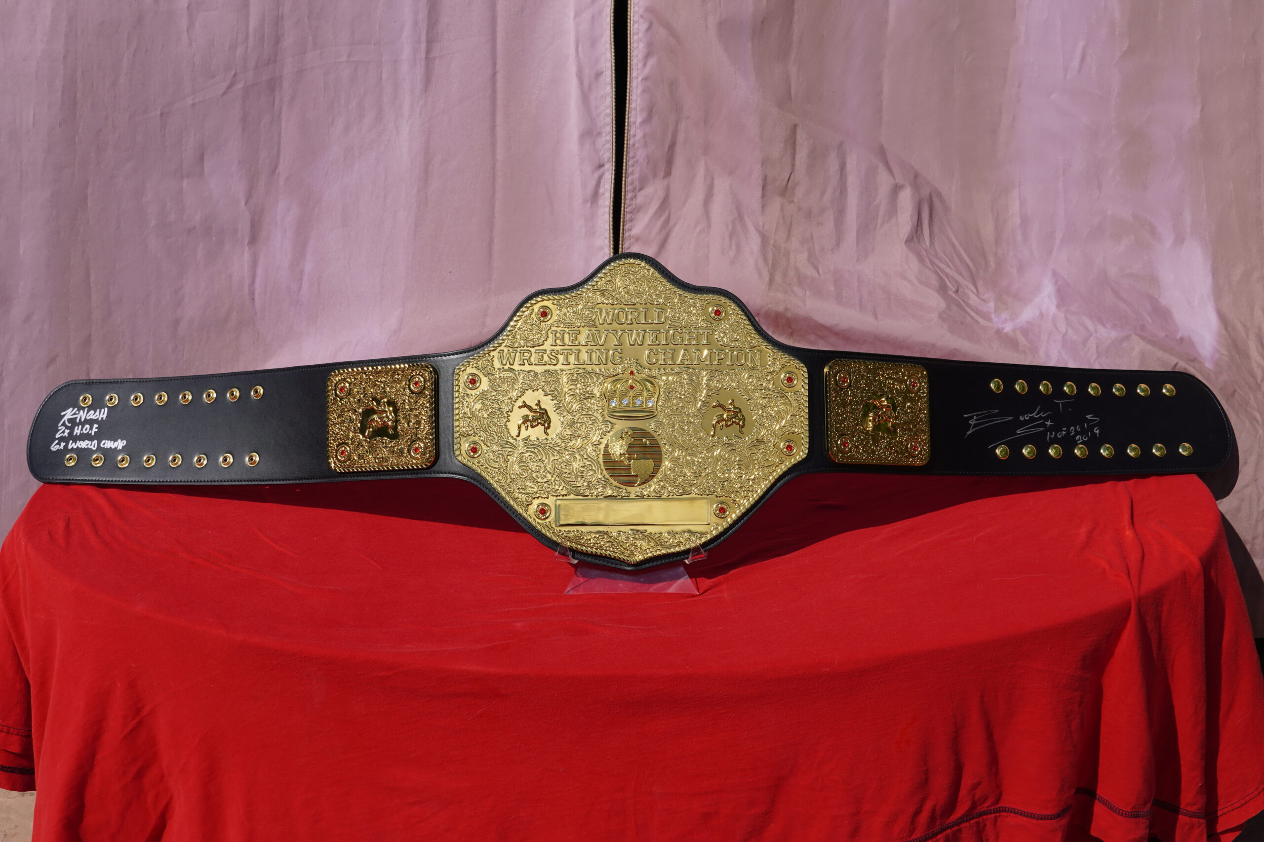 Fashion Fandu Big Gold Heavyweight Championship Title Belt Black Red Strap 